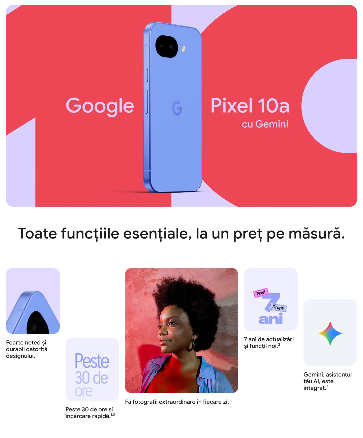 Google Pixel 10a DS 5G 128GB Lavender 8GB - Comandă acum! | Vodafone